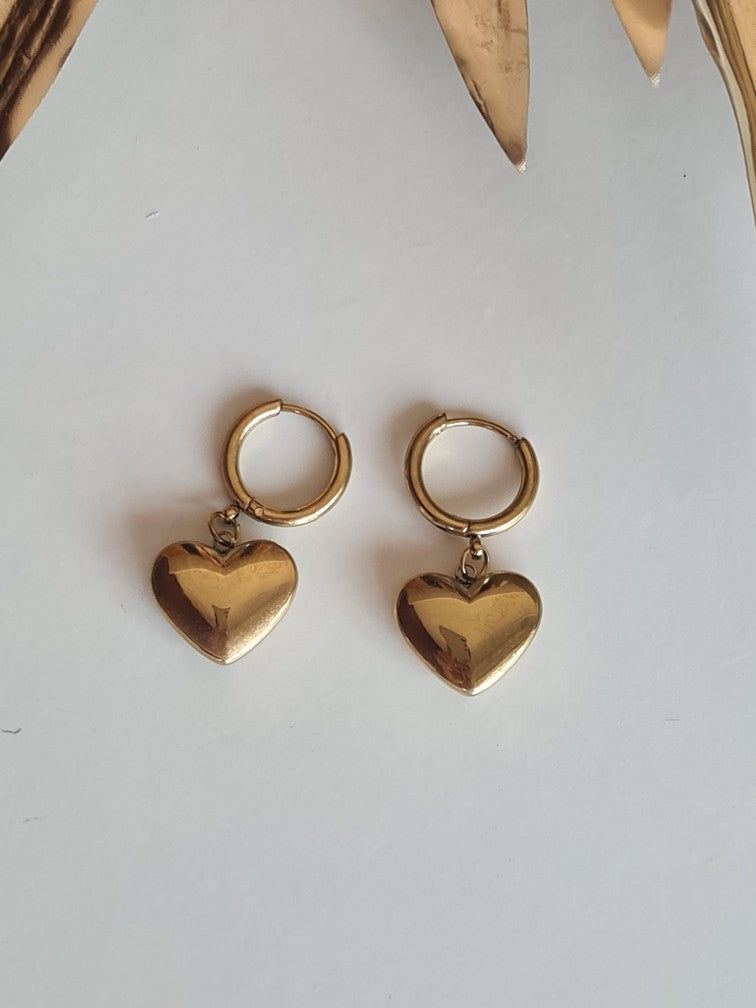 Boucles Créoles Cœurs Éternels SUR FONDS BLANC BIJOUX MAROC ACIER INOXYDABLE
