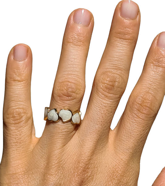 Bague Éclat de Nacre BIJOUX MAROC en Acier Inoxydable Doré CHARMORA