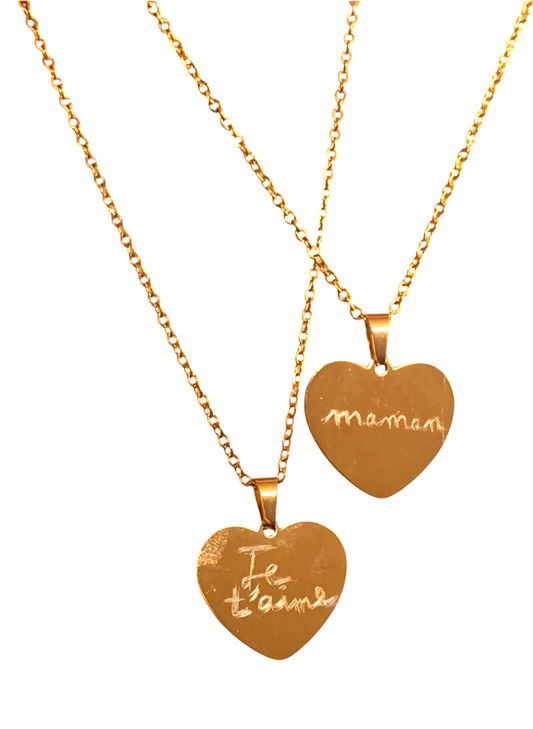 Chaine Message du Coeur COLLIER FEMME ACIER INOXYDABLE MAROC