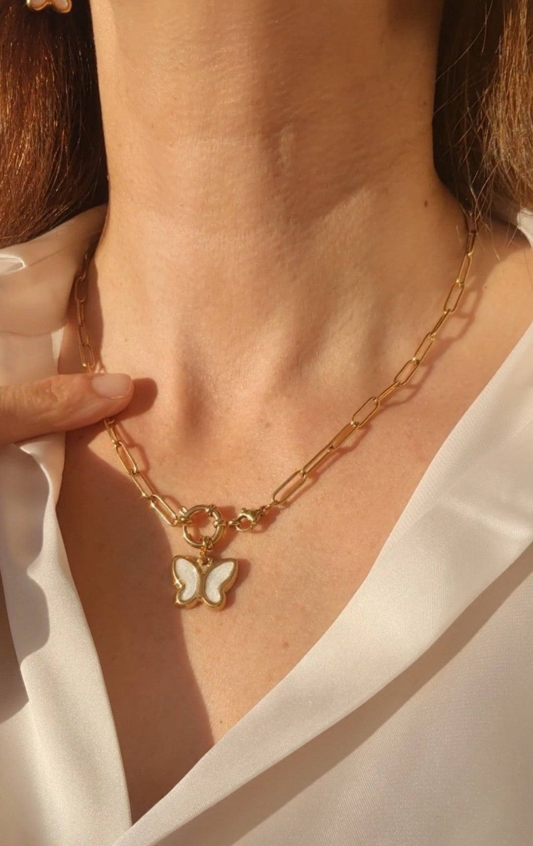 Collier Papillon de Nacre en Acier Inoxydable