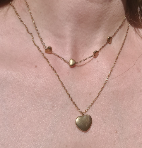 Collier "Pluie de Cœurs" en Acier Inoxydable Doré